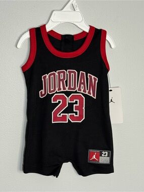 Jordan Black & Red '23' Kids Tank Romper